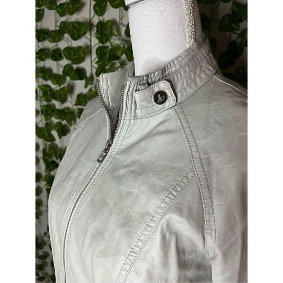 Sam Edelman White Cream Full Zip Faux Leather Biker Jacket Size Small - Picture 3 of 10